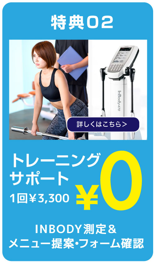 トレーニングサポート1回3300円が0円